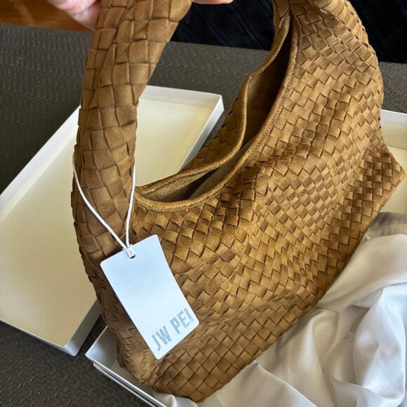 JW Pei Laura Faux Suede Woven Shoulder Bag-Olive-New with Tag, Box and Dustbag - Picture 6 of 8